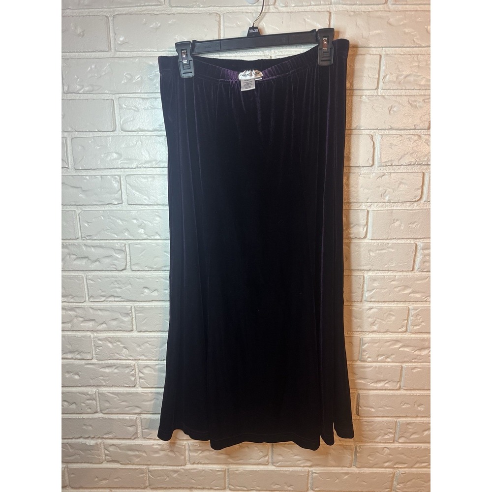 Coldwater Creek Velvet A-Line Skirt Plum‎ Purple Women's P14 Stevie Nicks Witchy